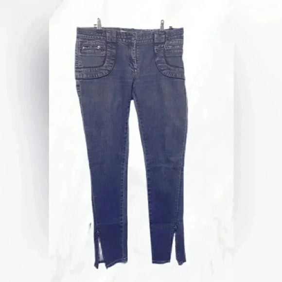 Stella McCartney x H&M med wash ankle zip low rise Zipper Pocket Skinny Jeans 6 - Picture 2 of 6
